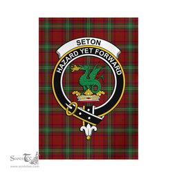 Scottish Seton Tartan Flag with Family Crest - Tartan Garden Flag Scottish Plaid Tartan Plaid - ScotsTee - scotstee.com