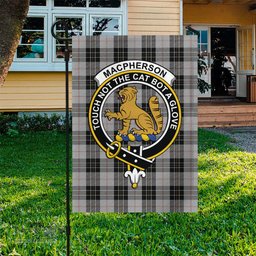 Scottish MacPherson Dress Tartan Flag with Family Crest - Tartan Garden Flag Scottish Plaid Tartan Plaid - ScotsTee - scotstee.com