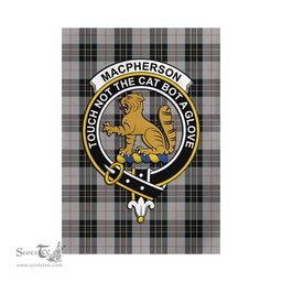 Scottish MacPherson Dress Tartan Flag with Family Crest - Tartan Garden Flag Scottish Plaid Tartan Plaid - ScotsTee - scotstee.com