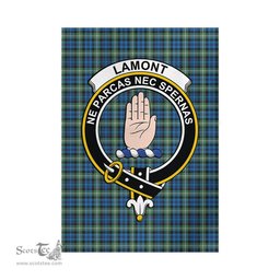 Scottish Lamont Ancient Tartan Flag with Family Crest - Tartan Garden Flag Scottish Plaid Tartan Plaid - ScotsTee - scotstee.com