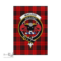 Scottish MacLeod of Raasay Tartan Flag with Family Crest - Tartan Garden Flag Scottish Plaid Tartan Plaid - ScotsTee - scotstee.com