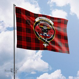 Scottish MacLeod of Raasay Tartan Flag with Family Crest - Tartan Garden Flag Scottish Plaid Tartan Plaid - ScotsTee - scotstee.com