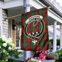 Scottish MacPhail Tartan Flag with Family Crest - Tartan Garden Flag Scottish Plaid Tartan Plaid - ScotsTee - scotstee.com