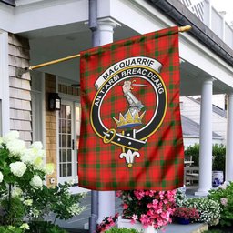 Scottish MacQuarrie Modern Tartan Flag with Family Crest - Tartan Garden Flag Scottish Plaid Tartan Plaid - ScotsTee - scotstee.com