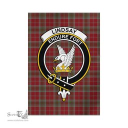 Scottish Lindsay Weathered Tartan Flag with Family Crest - Tartan Garden Flag Scottish Plaid Tartan Plaid - ScotsTee - scotstee.com