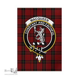 Scottish MacQueen Tartan Flag with Family Crest - Tartan Garden Flag Scottish Plaid Tartan Plaid - ScotsTee - scotstee.com