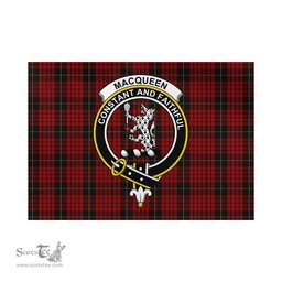 Scottish MacQueen Tartan Flag with Family Crest - Tartan Garden Flag Scottish Plaid Tartan Plaid - ScotsTee - scotstee.com
