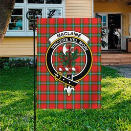Scottish MacLaine of Loch Buie Tartan Flag with Family Crest - Tartan Garden Flag Scottish Plaid Tartan Plaid - ScotsTee - scotstee.com