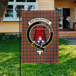 Scottish MacNaughton Ancient Tartan Flag with Family Crest - Tartan Garden Flag Scottish Plaid Tartan Plaid - ScotsTee - scotstee.com