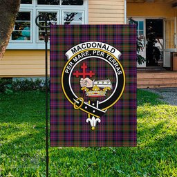 Scottish MacDonald Modern Tartan Flag with Family Crest - Tartan Garden Flag Scottish Plaid Tartan Plaid - ScotsTee - scotstee.com