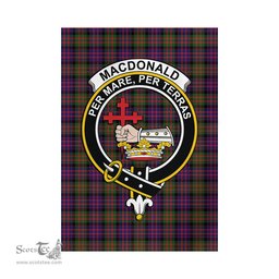 Scottish MacDonald Modern Tartan Flag with Family Crest - Tartan Garden Flag Scottish Plaid Tartan Plaid - ScotsTee - scotstee.com