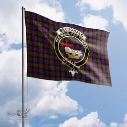 Scottish MacDonald Modern Tartan Flag with Family Crest - Tartan Garden Flag Scottish Plaid Tartan Plaid - ScotsTee - scotstee.com