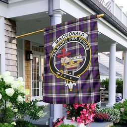 Scottish MacDonald Dress Modern Tartan Flag with Family Crest - Tartan Garden Flag Scottish Plaid Tartan Plaid - ScotsTee - scotstee.com