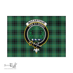 Scottish MacArthur Ancient Tartan Flag with Family Crest - Tartan Garden Flag Scottish Plaid Tartan Plaid - ScotsTee - scotstee.com