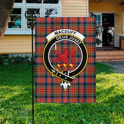 Scottish MacDuff Ancient Tartan Flag with Family Crest - Tartan Garden Flag Scottish Plaid Tartan Plaid - ScotsTee - scotstee.com
