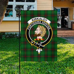 Scottish Kirkaldy Tartan Flag with Family Crest - Tartan Garden Flag Scottish Plaid Tartan Plaid - ScotsTee - scotstee.com