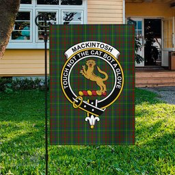 Scottish MacKintosh Hunting Tartan Flag with Family Crest - Tartan Garden Flag Scottish Plaid Tartan Plaid - ScotsTee - scotstee.com