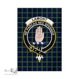 Scottish Lamont Modern Tartan Flag with Family Crest - Tartan Garden Flag Scottish Plaid Tartan Plaid - ScotsTee - scotstee.com