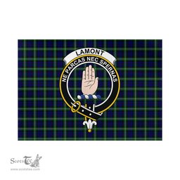 Scottish Lamont Modern Tartan Flag with Family Crest - Tartan Garden Flag Scottish Plaid Tartan Plaid - ScotsTee - scotstee.com