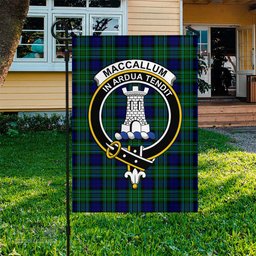 Scottish MacCallum Modern Tartan Flag with Family Crest - Tartan Garden Flag Scottish Plaid Tartan Plaid - ScotsTee - scotstee.com