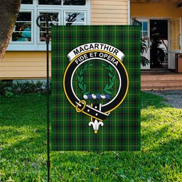 Scottish MacArthur Tartan Flag with Family Crest - Tartan Garden Flag Scottish Plaid Tartan Plaid - ScotsTee - scotstee.com