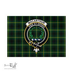 Scottish MacArthur Modern Tartan Flag with Family Crest - Tartan Garden Flag Scottish Plaid Tartan Plaid - ScotsTee - scotstee.com