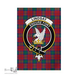 Scottish Lindsay Modern Tartan Flag with Family Crest - Tartan Garden Flag Scottish Plaid Tartan Plaid - ScotsTee - scotstee.com