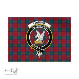 Scottish Lindsay Modern Tartan Flag with Family Crest - Tartan Garden Flag Scottish Plaid Tartan Plaid - ScotsTee - scotstee.com
