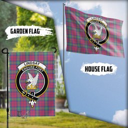 Scottish Lindsay Ancient Tartan Flag with Family Crest - Tartan Garden Flag Scottish Plaid Tartan Plaid - ScotsTee - scotstee.com
