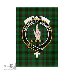 Scottish Logie Tartan Flag with Family Crest - Tartan Garden Flag Scottish Plaid Tartan Plaid - ScotsTee - scotstee.com