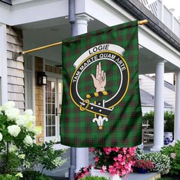 Scottish Logie Tartan Flag with Family Crest - Tartan Garden Flag Scottish Plaid Tartan Plaid - ScotsTee - scotstee.com
