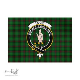 Scottish Logie Tartan Flag with Family Crest - Tartan Garden Flag Scottish Plaid Tartan Plaid - ScotsTee - scotstee.com