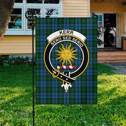 Scottish Kerr Hunting Tartan Flag with Family Crest - Tartan Garden Flag Scottish Plaid Tartan Plaid - ScotsTee - scotstee.com