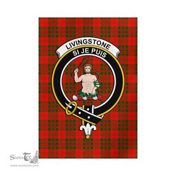 Scottish Livingston Modern Tartan Flag with Family Crest - Tartan Garden Flag Scottish Plaid Tartan Plaid - ScotsTee - scotstee.com