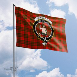 Scottish Livingston Modern Tartan Flag with Family Crest - Tartan Garden Flag Scottish Plaid Tartan Plaid - ScotsTee - scotstee.com