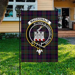 Scottish MacDonald of Clan Ranald Tartan Flag with Family Crest - Tartan Garden Flag Scottish Plaid Tartan Plaid - ScotsTee - scotstee.com