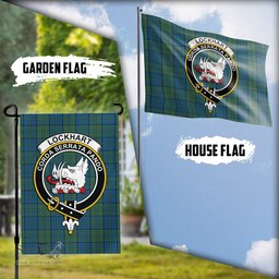 Scottish Lockhart Tartan Flag with Family Crest - Tartan Garden Flag Scottish Plaid Tartan Plaid - ScotsTee - scotstee.com