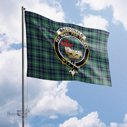 Scottish MacDonald of the Isles Hunting Ancient Tartan Flag with Family Crest - Tartan Garden Flag Scottish Plaid Tartan Plaid - ScotsTee - scotstee.com