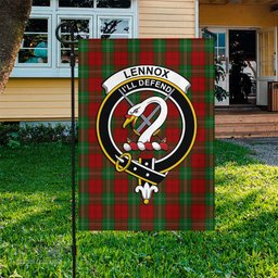 Scottish Lennox Tartan Flag with Family Crest - Tartan Garden Flag Scottish Plaid Tartan Plaid - ScotsTee - scotstee.com