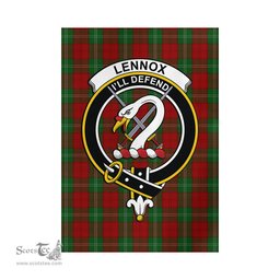 Scottish Lennox Tartan Flag with Family Crest - Tartan Garden Flag Scottish Plaid Tartan Plaid - ScotsTee - scotstee.com