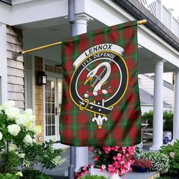 Scottish Lennox Tartan Flag with Family Crest - Tartan Garden Flag Scottish Plaid Tartan Plaid - ScotsTee - scotstee.com