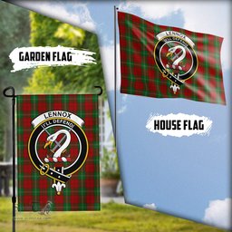 Scottish Lennox Tartan Flag with Family Crest - Tartan Garden Flag Scottish Plaid Tartan Plaid - ScotsTee - scotstee.com