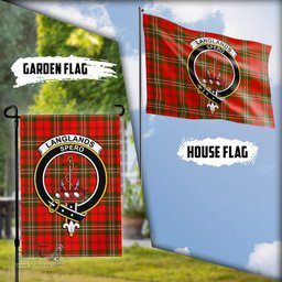 Scottish Langlands Tartan Flag with Family Crest - Tartan Garden Flag Scottish Plaid Tartan Plaid - ScotsTee - scotstee.com