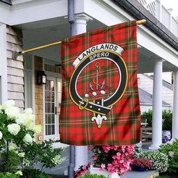 Scottish Langlands Tartan Flag with Family Crest - Tartan Garden Flag Scottish Plaid Tartan Plaid - ScotsTee - scotstee.com