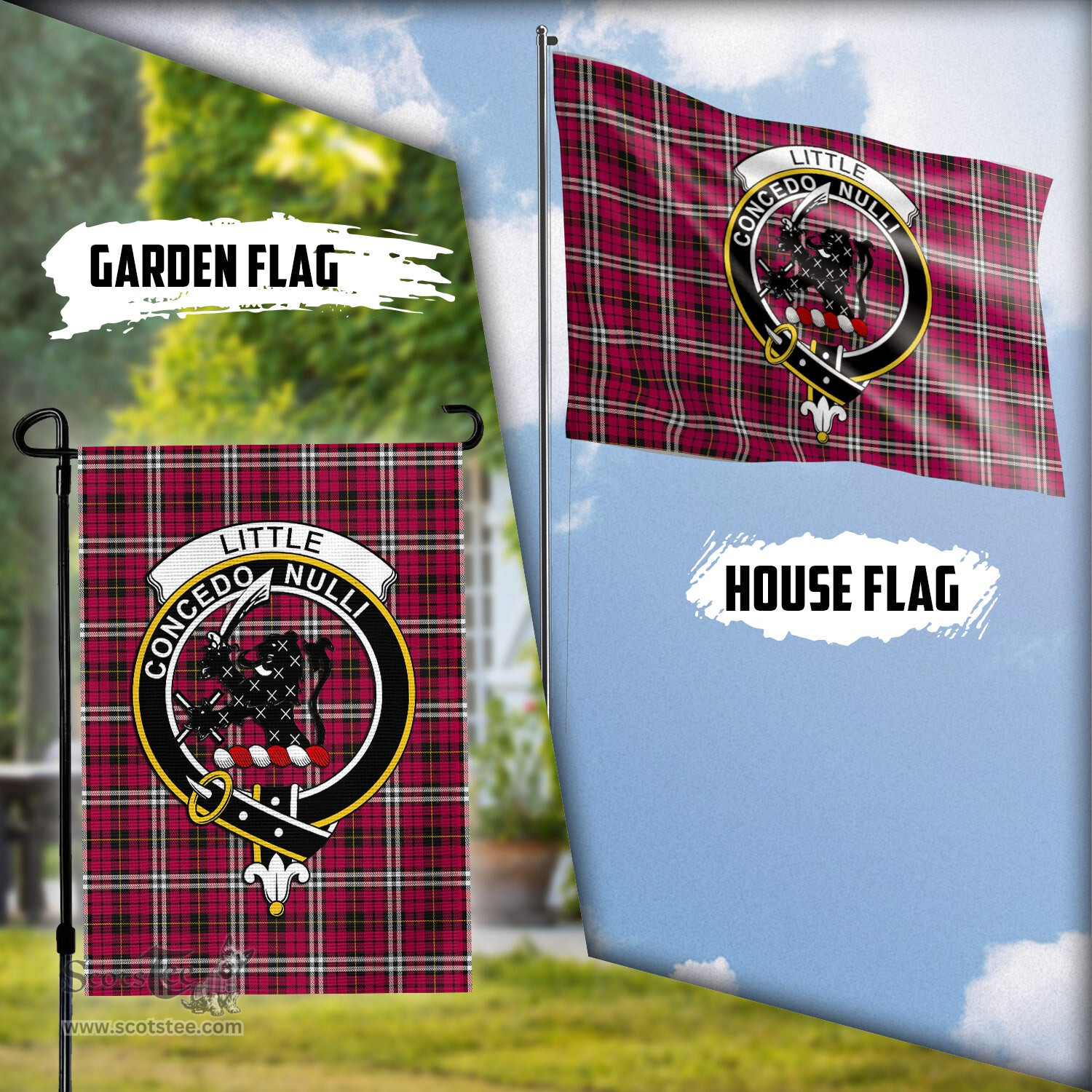 Scottish Little Tartan Flag with Family Crest - Tartan Garden Flag Scottish Plaid Tartan Plaid - ScotsTee - scotstee.com