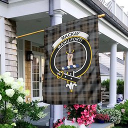 Scottish MacKay Weathered Tartan Flag with Family Crest - Tartan Garden Flag Scottish Plaid Tartan Plaid - ScotsTee - scotstee.com
