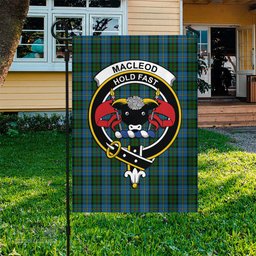 Scottish MacLeod Green Tartan Flag with Family Crest - Tartan Garden Flag Scottish Plaid Tartan Plaid - ScotsTee - scotstee.com