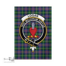 Scottish Logan Ancient Tartan Flag with Family Crest - Tartan Garden Flag Scottish Plaid Tartan Plaid - ScotsTee - scotstee.com