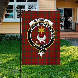 Scottish MacColl Tartan Flag with Family Crest - Tartan Garden Flag Scottish Plaid Tartan Plaid - ScotsTee - scotstee.com