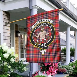 Scottish MacFarlane Modern Tartan Flag with Family Crest - Tartan Garden Flag Scottish Plaid Tartan Plaid - ScotsTee - scotstee.com